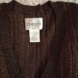 Chico's Shimmering Brown V-Neck Sweater
